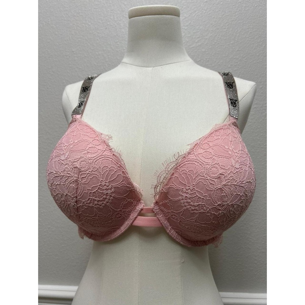 Victoria's Secret Very Sexy Shine Strap Lace Push-Up Bra Pink 38DD NWOT